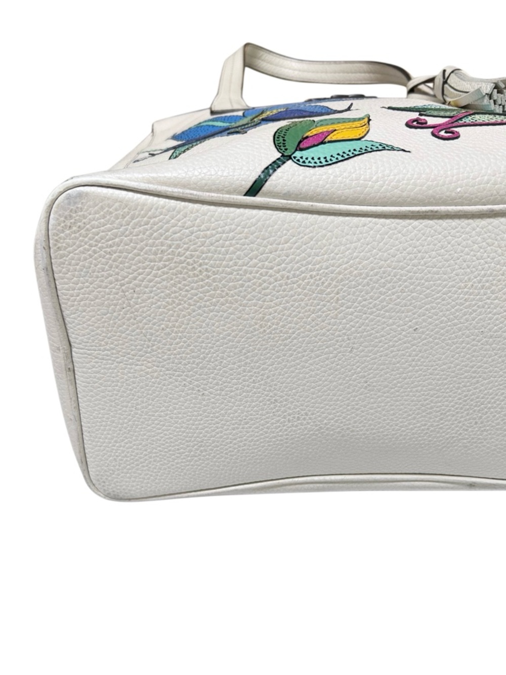 TORY BURCH Thea Applique White Floral Pebble Leather Satchel - Picture 8 of 16